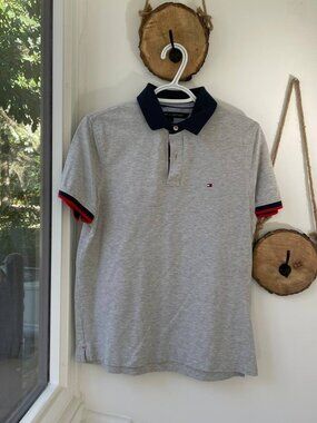 Men Regular Fit Embroidered Logo Short Sleeves Polo Shirt, Grey 100% coton